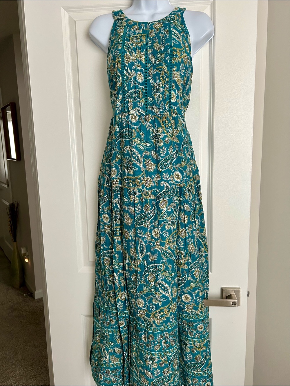 J. Jill Lt Oceanside Lovely Paisley Floral Maxi Dress size Small